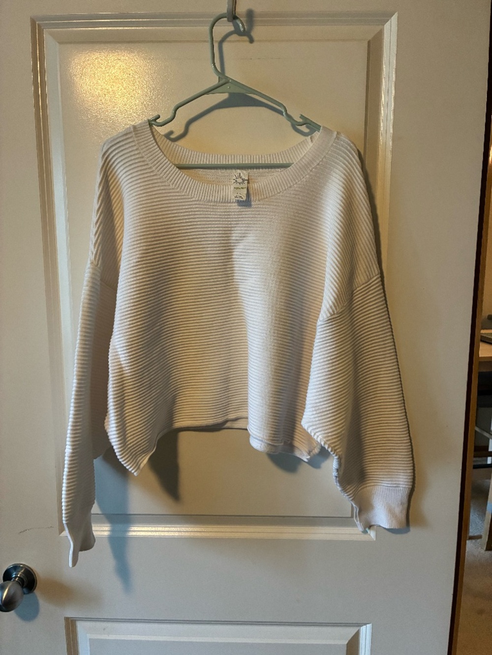 White Crop Off Shoulder Sweater
